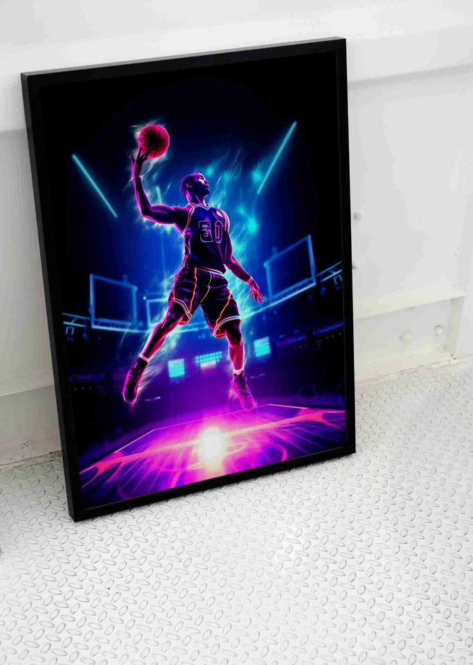 BASKETBALL TRIPPY PSYCHEDELIC POSTER PRINT NBA SPORT  ART -A4 A3 SIZE - Image 1 of 1