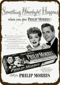 1952 I LOVE LUCY & DESI Philip Morris Vintage-Look DECORATIVE REPLICA METAL SIGN - Picture 1 of 1