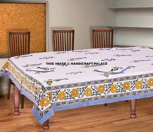 Indian Floral Print Table Cloth Cotton Table Cover With 6 PC Napkin Tablecloth - Picture 1 of 4