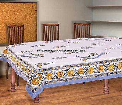 Indian Floral Print Table Cloth Cotton Table Cover With 6 PC Napkin Tablecloth - Image 1 of 4