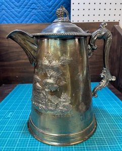 Brocca acqua vittoriana Meriden Britannia & Co. placcata argento XIX secolo - Foto 1 di 14