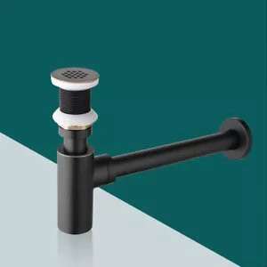 Badezimmer schwarz Pop Up Abfluss Messing Sieb Stopper kein Überlauf für Spülenunterstützung - Bild 1 von 12