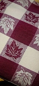 Fall Leaves Table Cloth Check Vintage Beige Cranberry 57x81 Looks Unused NICE!!! - Picture 1 of 3