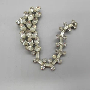 Vtg Kramer of New York Rhinestone Brooch Rare Articulated Leaf Crystal Pin 1950s - Picture 1 of 6