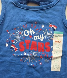 NWT Dot & Jazz Girls Blue Patriotic Tank Top XS 4/5 100% Cotton July 4th Cute - Picture 1 of 6