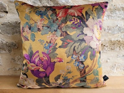 Liberty Arts Lady Kristina Floral Gold VELVET plain back Fabric Cushion Cover  F - Image 1 of 4