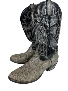 J Chisholm Vintage 90er Schlangenleder Western Cowboystiefel Herren 9 D grau schwarz USA - Bild 1 von 8