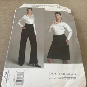 Vogue 2813 Patrón CAMISA FALDA PANTALONES Misses Talla 12 14 16 Cuello Ancho Donna Karan - Imagen 1 de 5