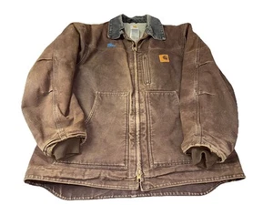 Giacca vintage Carhartt Detroit uomo L tela d'anatra foderata sherpa invecchiata C61 DKB - Foto 1 di 13