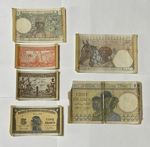 French West Africa - Group of (6) Older Banknotes - Picture 1 of 2