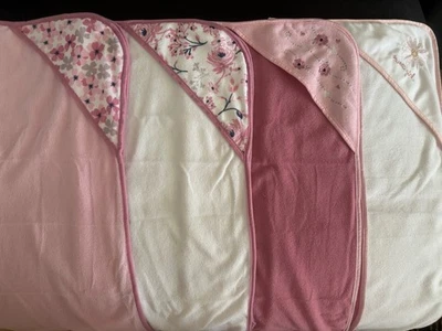 Baby Girls Soft Hooded Bath Towels x 4 - image 1 of 2