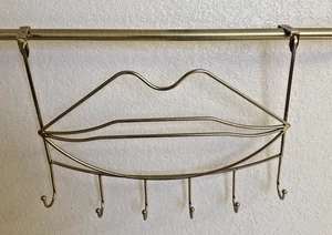 Vintage Metal Over-The-Door Hanger Organizer Resembles LIPS 6 Hooks 17" - Picture 1 of 9