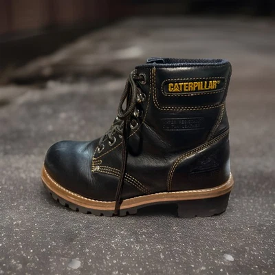 Botas impermeables de cuero con puntera de acero CAT Caterpillar para mujer talla 8,5 negras Foto 1 de 4