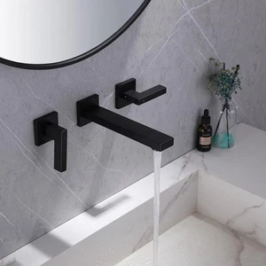 Grifo de baño montado en la pared negro mate BWE A-93015-B  - Imagen 1 de 7