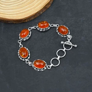 Ámbar Del Báltico Piedra Preciosa Hecho a Mano 925 de Ley Plata Joyería Pulsera - Imagen 1 de 7