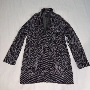 Nic + Zoe Women’s Textured Black/Gray Two Button Long Line Cardigan Jacket - Picture 1 of 16