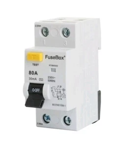 FuseBox RT0800302 80A 30mA Type AC 6kA Double Pole 2 Module Din Rail Mounted RCD - Picture 1 of 2