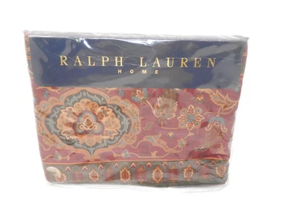 Ralph Lauren Home EQUESTRIAN PAISLEY Twin Flat Sheet Cotton Burgundy 200 Thread - Image 1 of 4