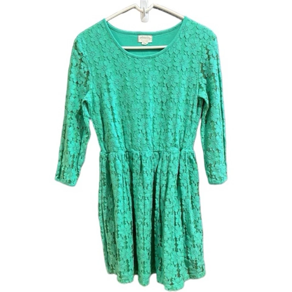 Johnnie B Mini Boden Dress Green Lined Floral Embroidered Overlay Size 16Y Girls - Image 1 of 4