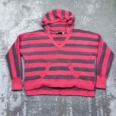 FOX Racing Women Striped Knit V Neck Pink Trouble Shoot Hoodie Sz S Pullover - Image 1 of 4