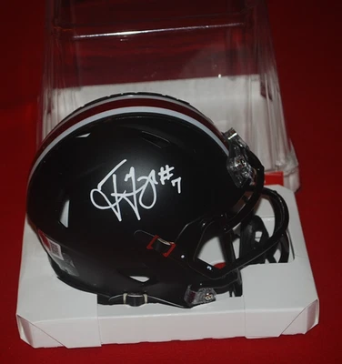 TED GINN JR 俄亥俄州 BUCKEYES 签名黑色迷你头盔 贝克特 正品证书 1W548300 — 第 1/3 张图片