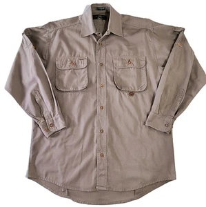 Camicia Orvis Safari Field Bottone Cachi Tan Uomo M Cotone Biologico Pesca Caccia - Foto 1 di 13