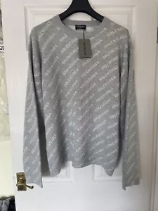 BALENCIAGA Logo-Jacquard Knitted Crewneck Sweater RRP£1050 Fast Shipping ✅🚚 - Picture 1 of 15