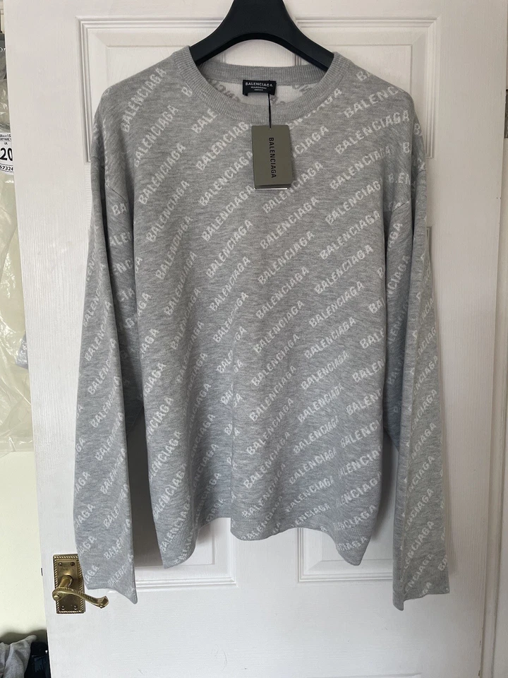 BALENCIAGA Logo-Jacquard Knitted Crewneck Sweater RRP£1050 Fast Shipping🚚✅🚚 - Image 1 of 4