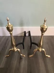 Adiron Puritan Brass and Iron Vintage Matching Pair Federal Style 16" Fireplace - Picture 1 of 18