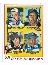 LOU WHITAKER GARTH IORG & OLIVER & PERLOZZO 1978 TOPPS AUTOGRAPHED SIGNED # 704