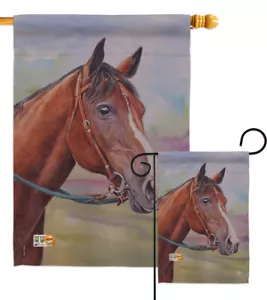 Smart Horse-Nature Farm Animals Welcome Country Garden Yard Banner House Flag - Picture 1 of 8
