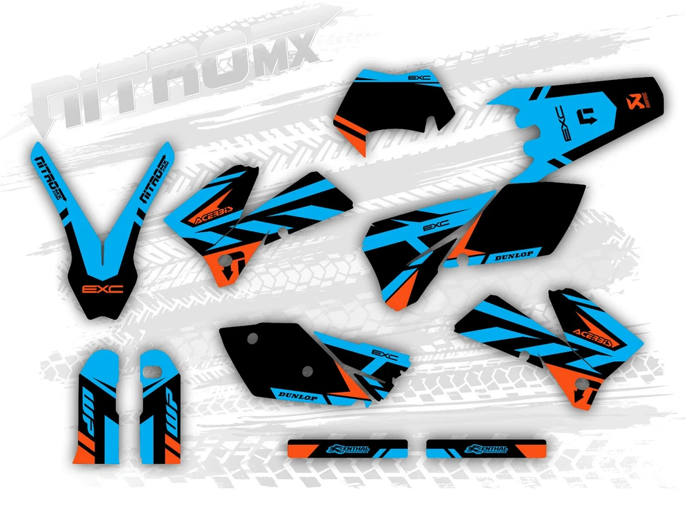 NitroMX Graphic Kit for KTM EXC EXC-F 125 250 300 450 525 2005 2006 2007 Enduro - Imagem 1 de 1