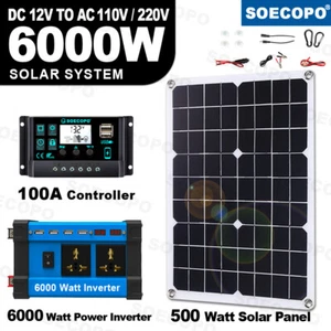 6000W Complete Solar Panel Kits Solar Power Generator 100A Home 110V/220V Systmg - Picture 1 of 16