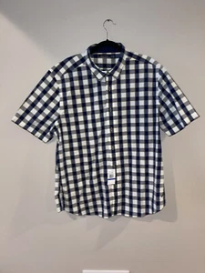 Nautica Jungen XL Hemd mit Button Down Kragen Kurzarm 100% Baumwolle Neu Blau/Weiß - Bild 1 von 12