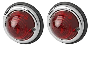 2x Positionsleuchte 12V&24V Leuchte für Oldtimer Traktor Rot Chromoptik - Bild 1 von 8