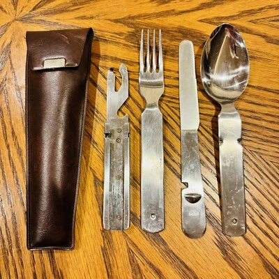 Hoffritz Camp Cutlery Set Fork Knife Spoon Can Opener Stainless Steel - Image 1 of 4