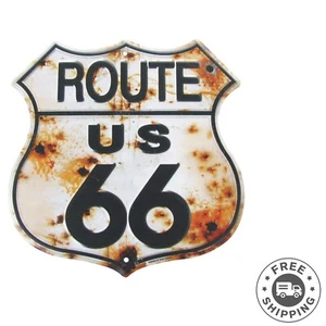 Classic Route 66 Rusty Metal Sign - Nostalgic Decor for Bars and Diner Walls - Picture 1 of 2