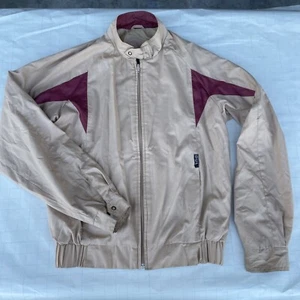 Size Med Vintage Oui International Zip-Up Jacket Wind Breaker Light Brown/maroon - Bild 1 von 12