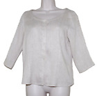 Eileen Fisher Gray  Linen Cotton 3/4 Sleeve Button Down Women Top Size:Pm
