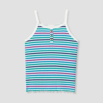 Cat & Jack Girls Size Large (10-12) Plus Cool Multicolored Stripe Rib Knit Tank - Image 1 of 2