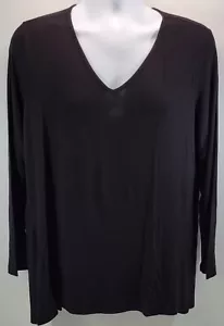 MT) Roz & Ali Woman 1X Black Pullover V-Neck Shirt - Picture 1 of 6