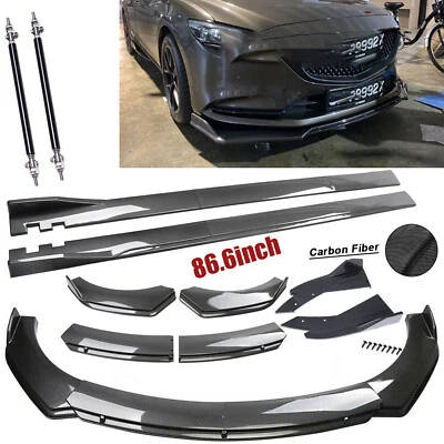 For Mazda 6 2003-2021 Fiber Front Bumper Lip Spoiler 86.6" Side Skirt /Kit - Изображение 1 из 4