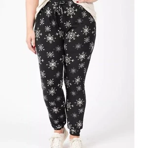 Joggers Agnes & Dora Snowflake Everyday Black Medium M Winter Snow Black NEW - Picture 1 of 5
