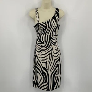DVF Diane von Furstenberg Nomie Cebra vestido camuflaje negro blanco seda nuevo 2 - Imagen 1 de 5