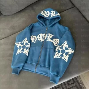 blue Y2K style puff print hoodie, various sizes available, high quality fabrics - Picture 1 of 3