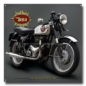 BSA ROCKET GOLD STAR MOTORCYCLE METAL SIGN.OFFICIALLY LICENSED B.S.A PRODUCT.© - Foto 1 di 1