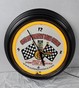Outlaw Pontiac Racers Association Outlaw Pontiac Drag Series Neon Clock - 12 in - Picture 1 of 6