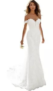 Wedding Dress for Bride Long Sleeve Beach Bridal Gowns Mermaid Boho Bridal Gown - Picture 1 of 6