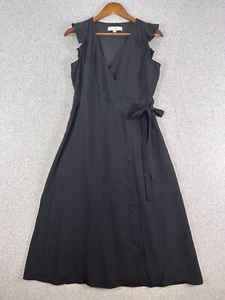 LOFT Maxi Dress Women X-Small Black V-Neck Wrap Flutter Sleeve Feminine Cocktail - Picture 1 of 11