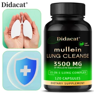 Mullein Leaf Extract 350mg, 120 Capsules- Lung Cleanse & Detox Herbal Supplement - Picture 1 of 11